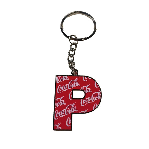 Cola Cola Keychain Letter P Red Metal Souvenir Soda - Picture 1 of 4